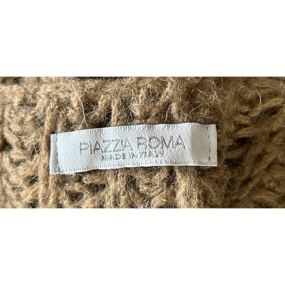 Piazza Roma Mohair Blend Chunky Open Knit V-Neck Sweater Cropped -Small - Picture 6 of 9